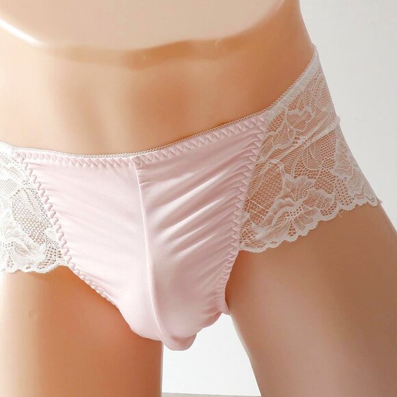 Sissy Pink Cotton Panties for Men, Crossdresser Panty with Bow, Set of 2 - Picture 1 of 12